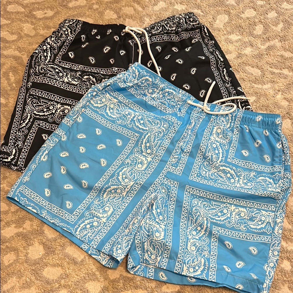 Black and Blue Paisley Men's Shorts
